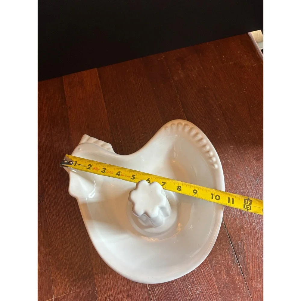 TCM White Ceramic Chicken Roaster Hen Shaped Vertical Poultry Baker Farmhouse